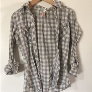 Grey Gingham Button Up